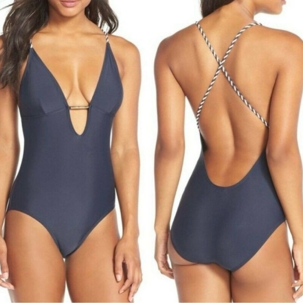 Ted Baker Nolah Navy Blue Rope Tie Swimsuit - EUC